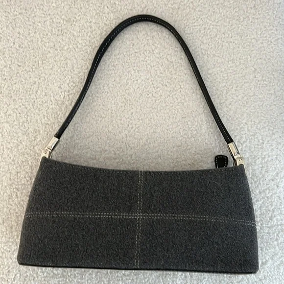 Vintage Y2K Felt Fabric Shoulder Bag | Felt Fabric and Faux leather strap - Picture 6 of 11